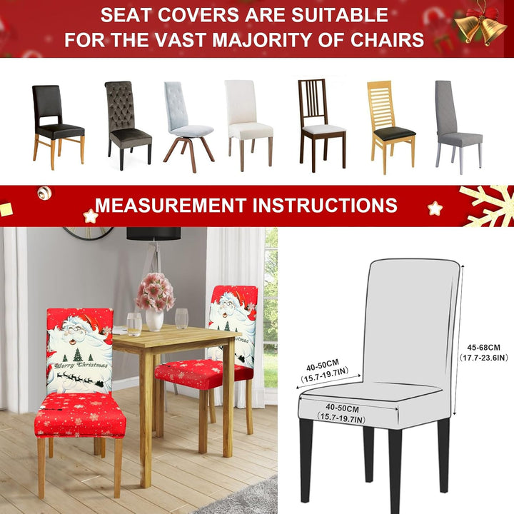 FIGOOO Stuhlhussen Weihnachten 4er Set Stretch Stuhlhussen für Esszimmerstühle Elastisch Moderne Uni