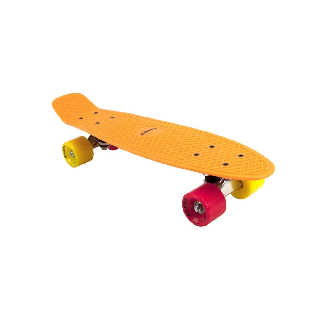 Sports Kinder Skateboard Funboard Neon Orange Bunte Räder Grösse 55cm ABEC 7 Kugellager