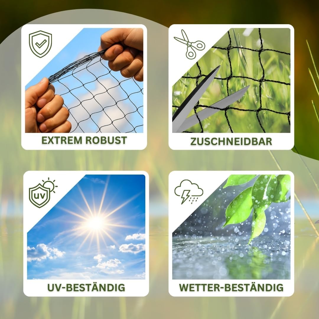AquaOne Teichnetz feinmaschig 3x4m Teichabdeckung für laubfreien Teich Vielseitiges Netz in schwarz