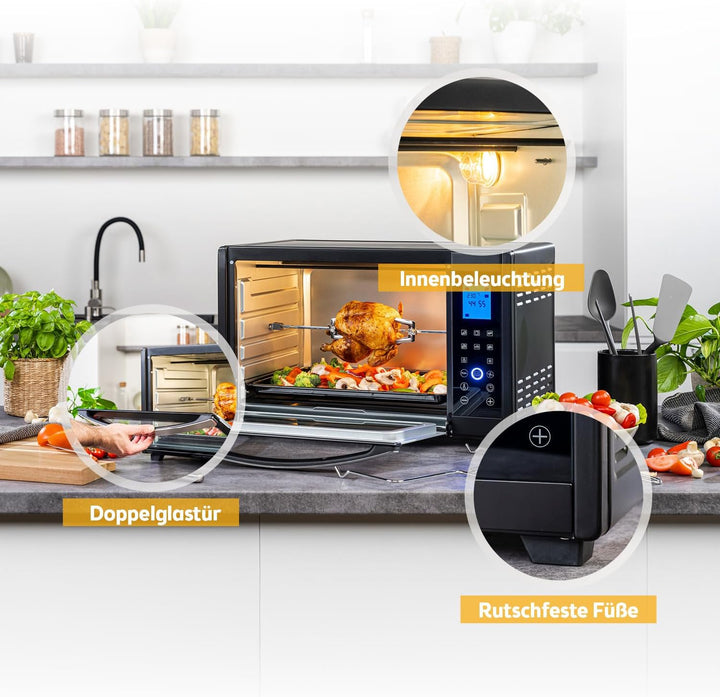 TZS First Austria Minibackofen, 30L, 1600 Watt, Digitalanzeige, kompakter Elektroofen für den Tischg