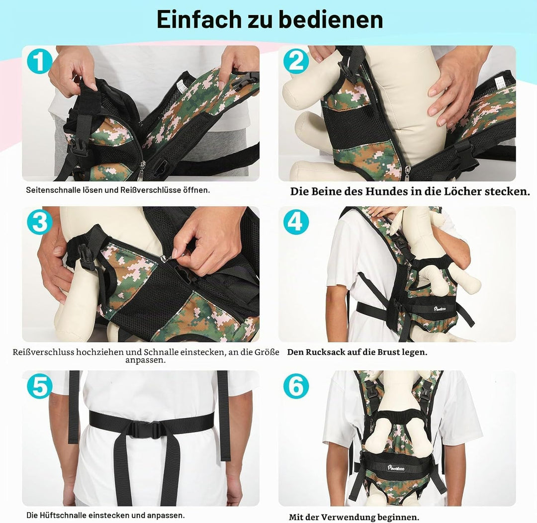 Pawaboo Haustier Rucksack Front Hund Tragetasche, Beinen heraus Rucksäcke Haustier, Verstellbar Hund