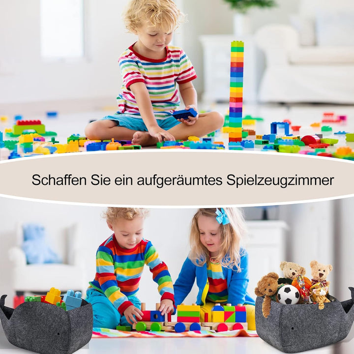 2 Stück Aufbewahrungsbox Kinder, Filz Faltbare Spielzeugkiste Organizer Korb in Walform, 30L Aufbewa