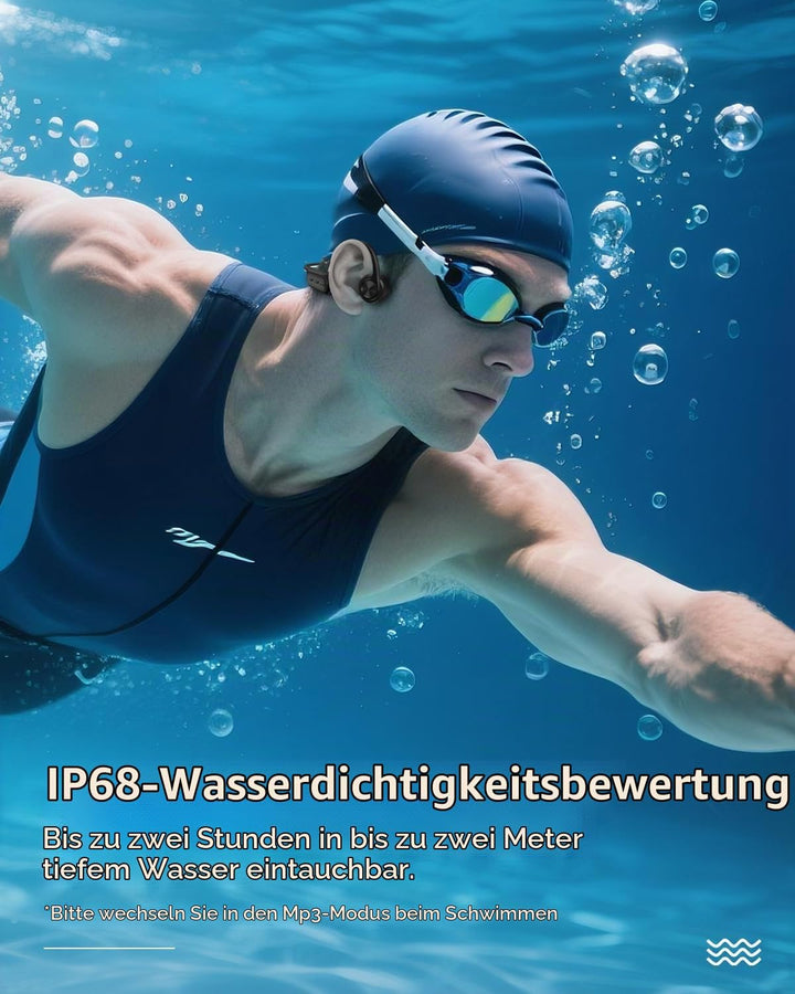 Wantek Kopfhörer Schwimmen,Knochenschall Kopfhörer Bluetooth,IP68 wasserdichte BC3-WANTEK-B1, BC3-WA