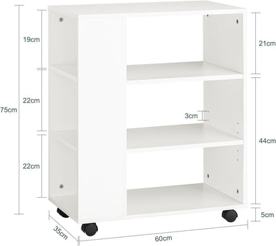 SoBuy® FBT68-W Druckertisch mit 7 Ablagen Rollcontainer Bürowagen Beistellwagen Aktenwagen weiss BHT