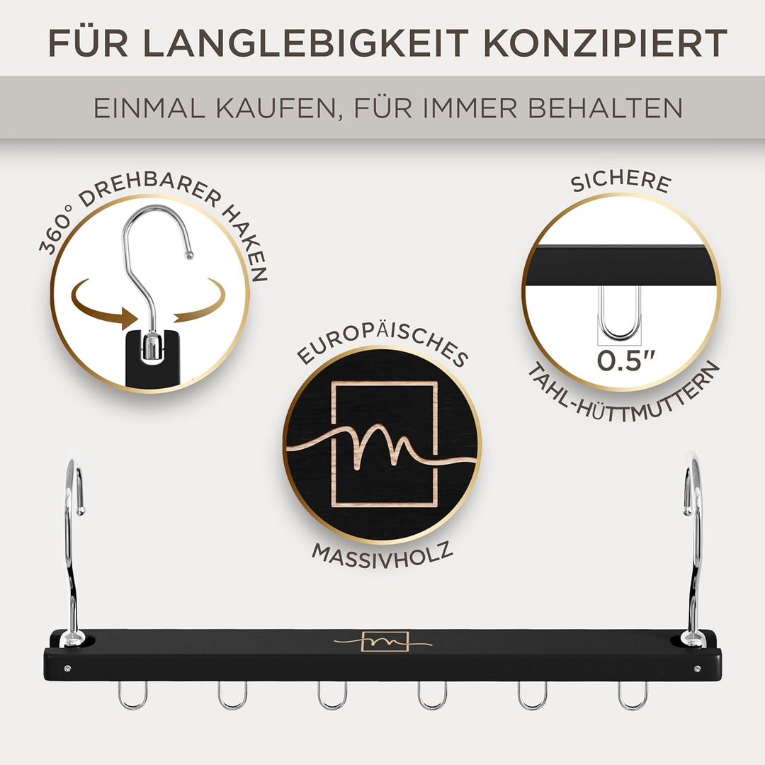 MORALVE Platzsparender Kleiderbügel Organizer – 4er-Pack – 6-stufiger Organizer aus europäischem Buc