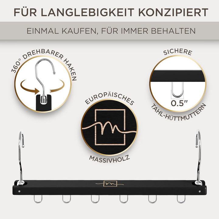 MORALVE Platzsparender Kleiderbügel Organizer – 4er-Pack – 6-stufiger Organizer aus europäischem Buc