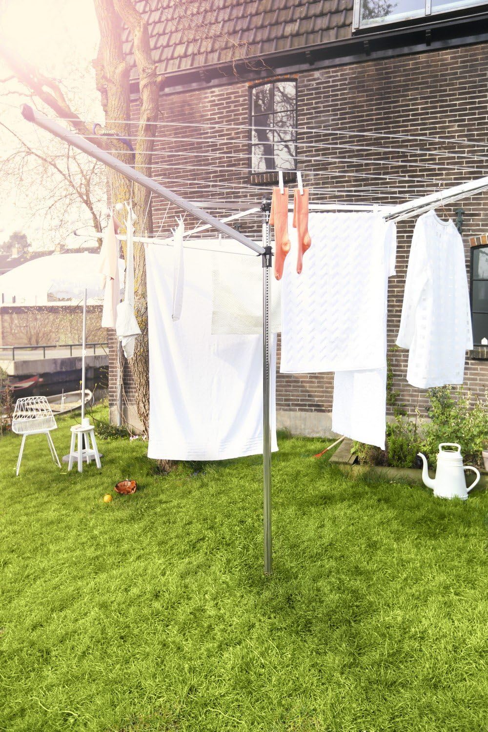 Brabantia - Lift-O-Matic drehbaren Wäschespinne - Reibungsloses Drehungen - UV-beständige Wäschelein