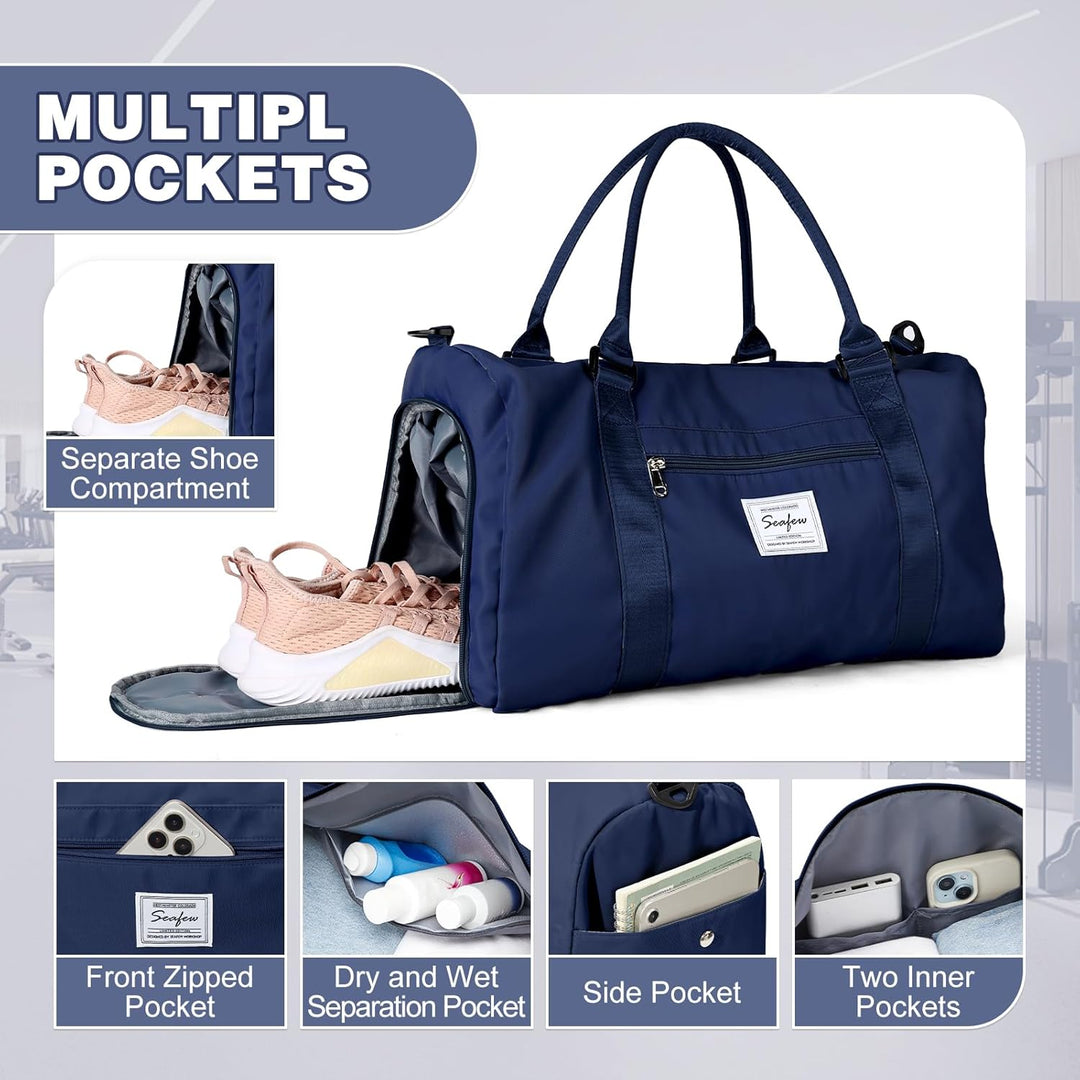 Sport Duffel Bag Damen Herren Sporttasche mit Schuhfach & Nassfach Reisetasche Handgepäck Tasche Spo