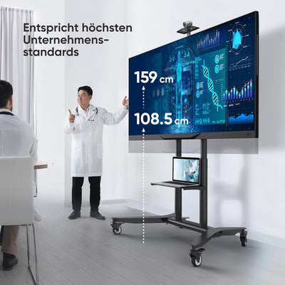ONKRON TV Ständer rollbar für 55-90 Zoll TVs bis zu 75 kg, Fernsehständer höhenverstellbar 200x200-8