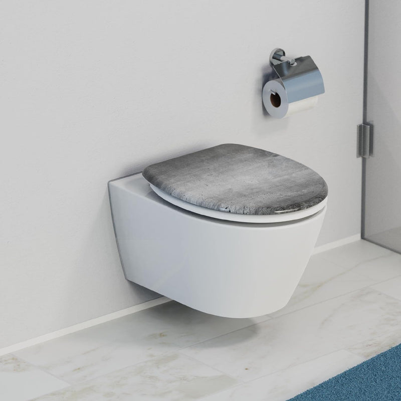 SCHÜTTE WC-Sitz Duroplast INDUSTRIAL GREY, Toilettensitz mit Absenkautomatik, passend für alle hande