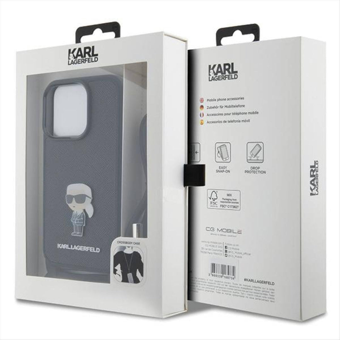 KARL LAGERFELD KLHCP15XSASKNPSK Hülle für iPhone 15 Pro Max 6.7" hardcase Schwarz Crossbody Saffiano