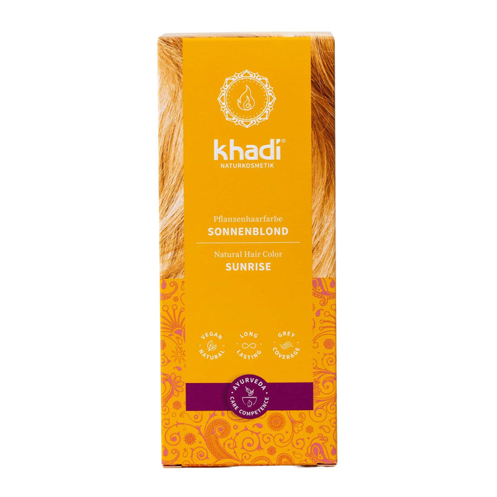 khadi SONNENBLOND Pflanzenhaarfarbe, Haarfarbe für glänzendes Honigblond bis zu kräftigem, sommerlic