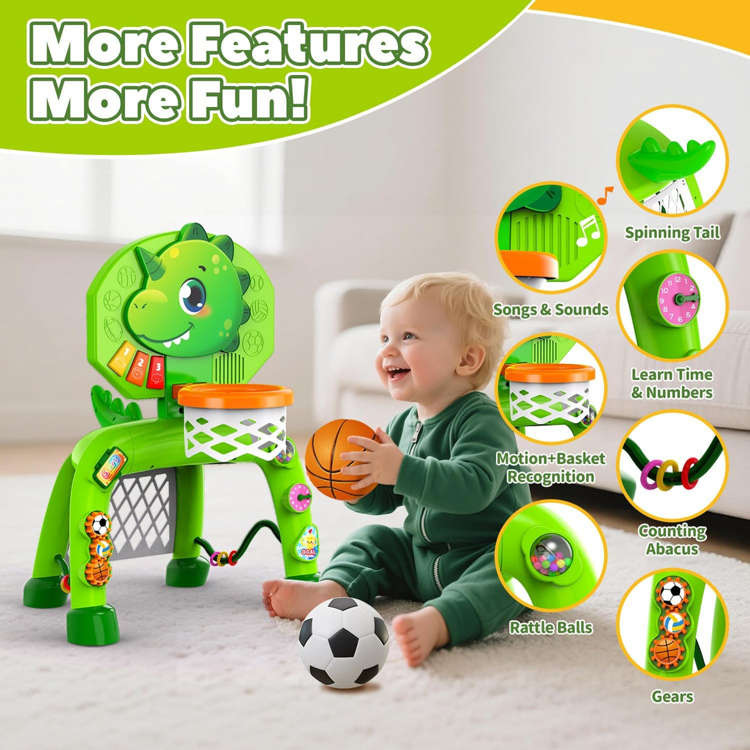 Basketballkorb Kinder &amp; Fussballtore für Garten Kinder 1-3 Jahren, Dinosaurier Geschenke für Jungen,