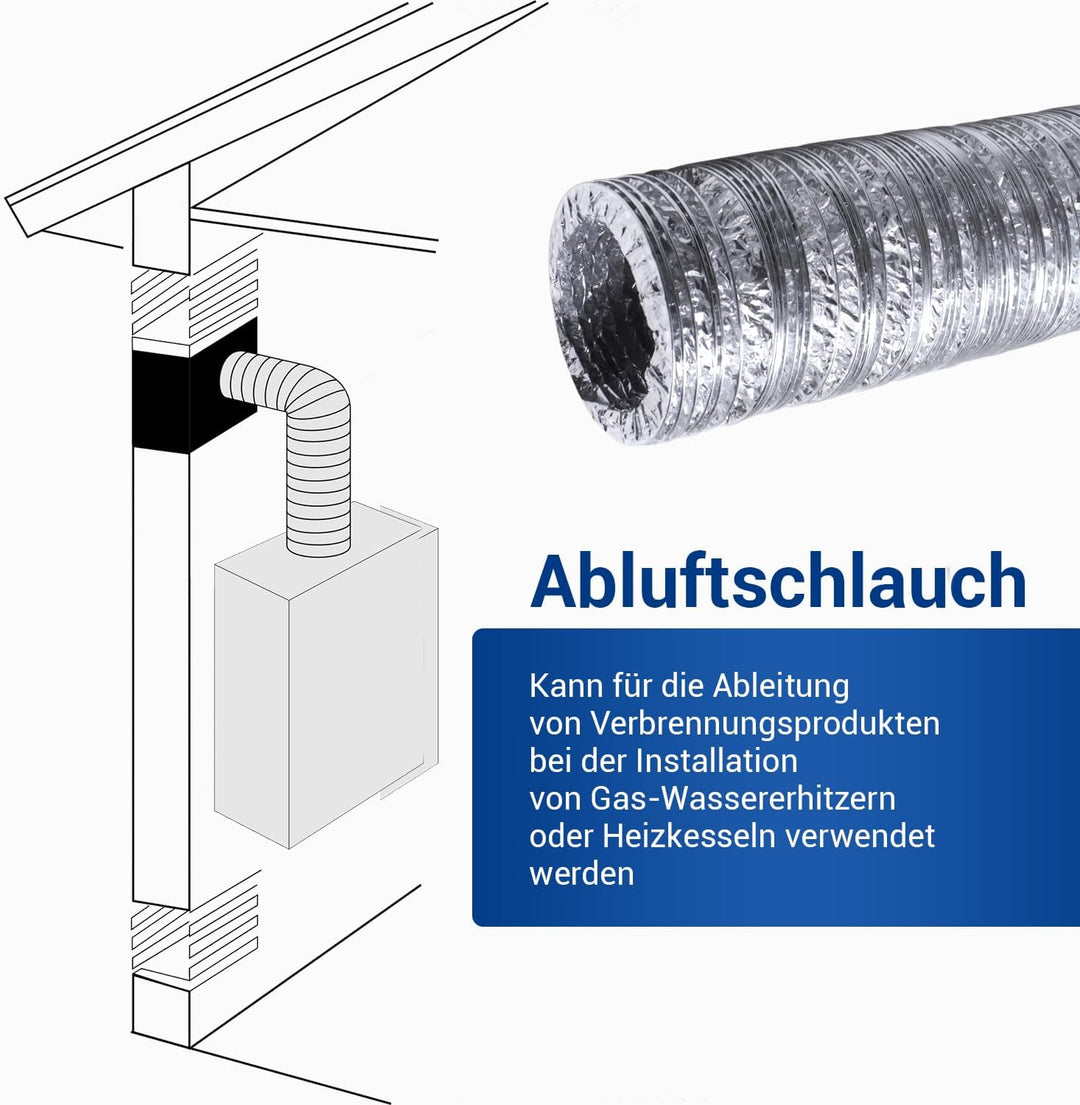 VIOKS 10m Alu Flexrohr 100mm Schlauch für 100erR Luftführungssysteme - Abluftschlauch Klimagerät 10m