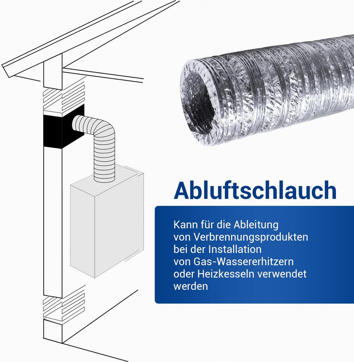 VIOKS 10m Alu Flexrohr 100mm Schlauch für 100erR Luftführungssysteme - Abluftschlauch Klimagerät 10m