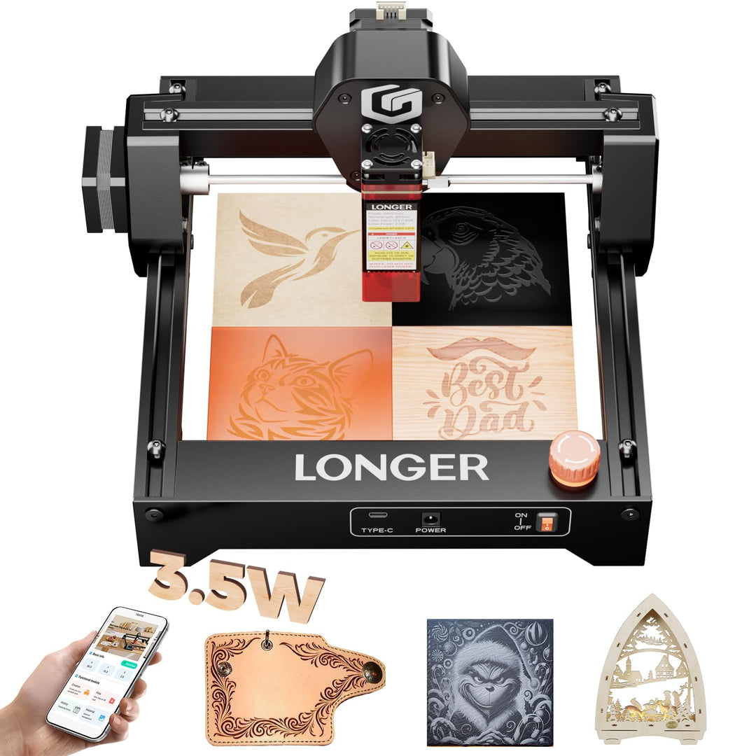 Longer Ray5 3.5W Mini Laser Engraver – High-Speed DIY CNC Cutter (12,000 mm/min) for Wood, Metal, Ac