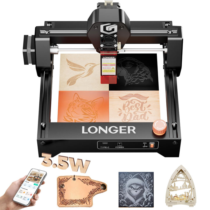 Longer Ray5 3.5W Mini Laser Engraver – High-Speed DIY CNC Cutter (12,000 mm/min) for Wood, Metal, Ac