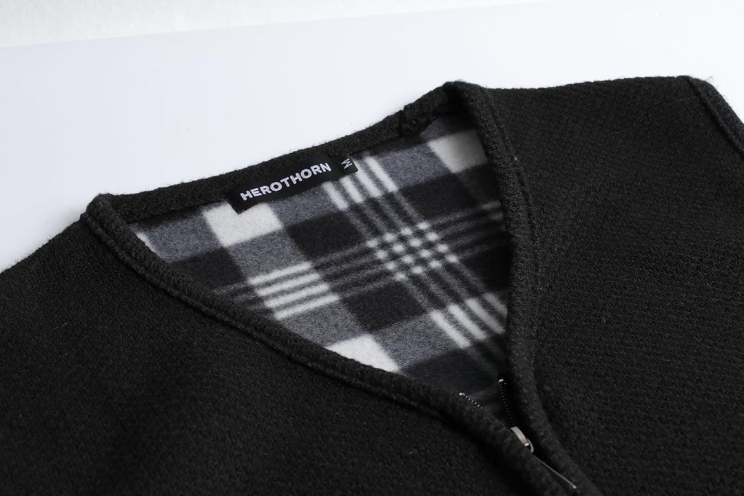 Herren Strickweste Strickjacke ohne Ärmel V-Ausschnitt Ärmellose Fleecefutter Jacke Reissverschluss