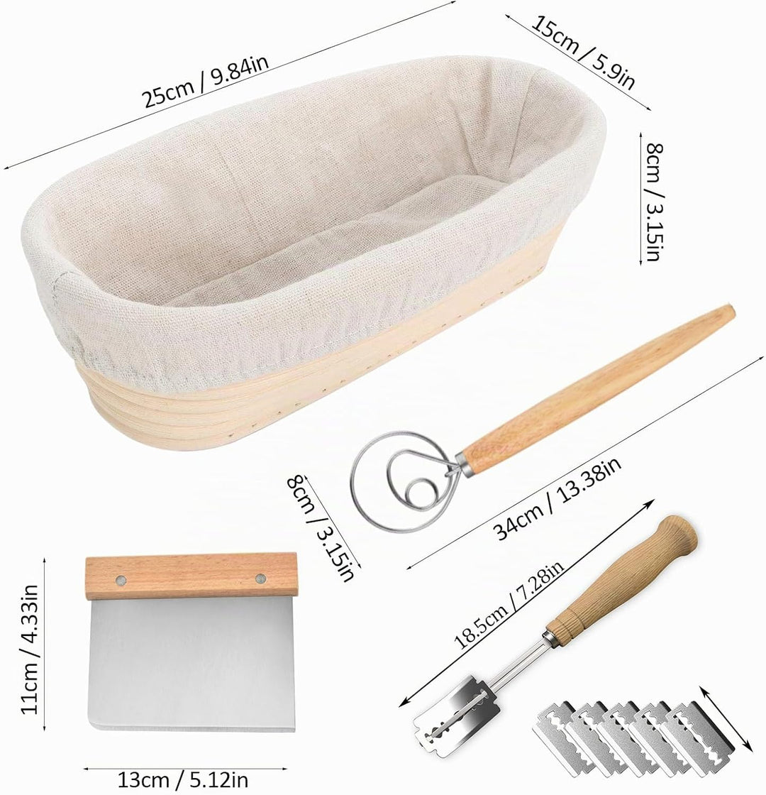 Gärkörbchen Oval (ø 25cm),2 PCS Banneton Proof Basket Korb Set,aus Sauerteigbrotkorb im französische