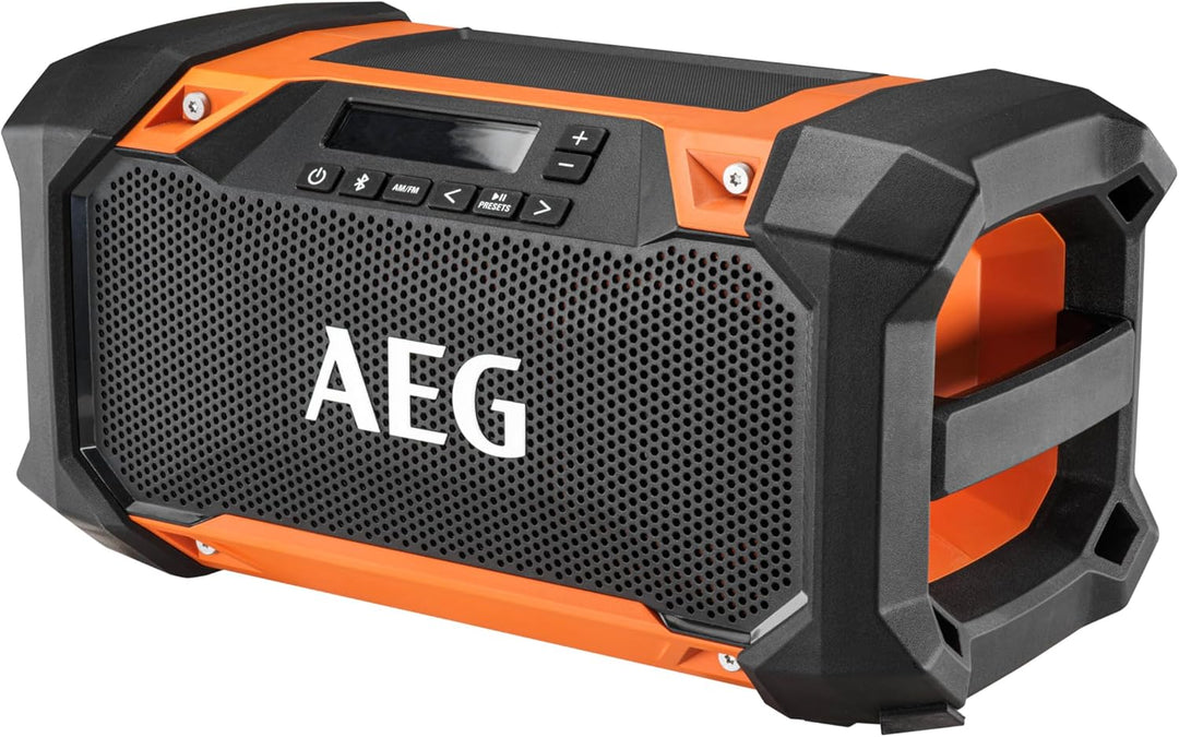 AEG - Radio 18 V, Bluetooth-Verbindung, Reichweite bis zu 30 m, 30 W, USB-Buchse, AM/FM-Band, LCD-Di