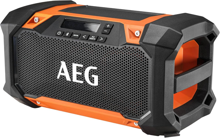 AEG - Radio 18 V, Bluetooth-Verbindung, Reichweite bis zu 30 m, 30 W, USB-Buchse, AM/FM-Band, LCD-Di