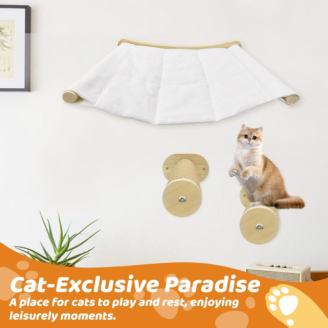 Katzen Kletterwand Set,Kletterwand Katzen XL Extra Stabil und Gross,Katzenhängematte & 2 Katzenleite