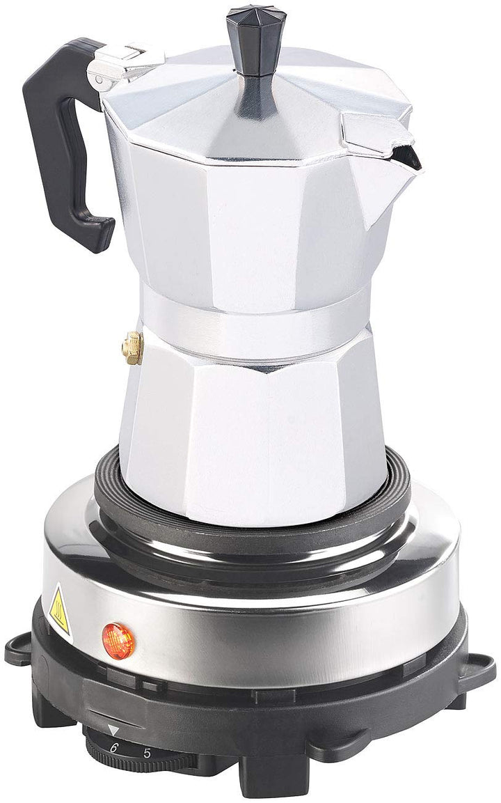 Rosenstein & Söhne Heizplatte: Elektrische Mini-Einzel-Kochplatte & Espresso-Kocher, 500 W, 3 Tassen