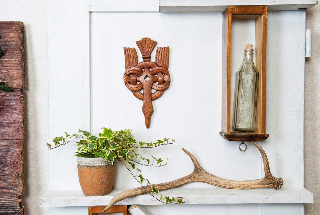 Windalf Wandbild Hugin 30 cm Wikinger Rabe Raben Deko Vikings Handarbeit aus Holz