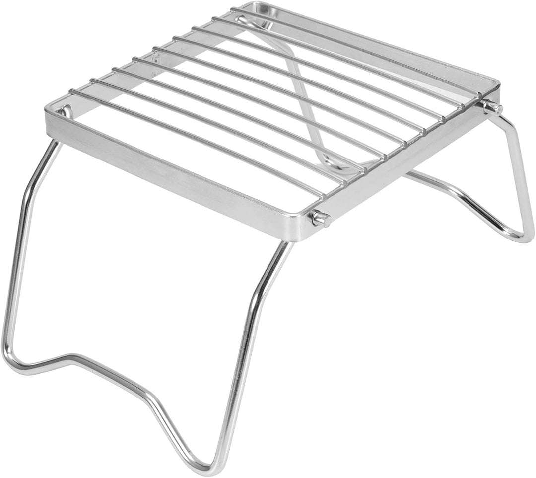 Klappbarer Grillgitter, Tragbarer Lagerfeuer Grill mit Aufbewahrungstasche, 16x16cm Edelstahl Holzko