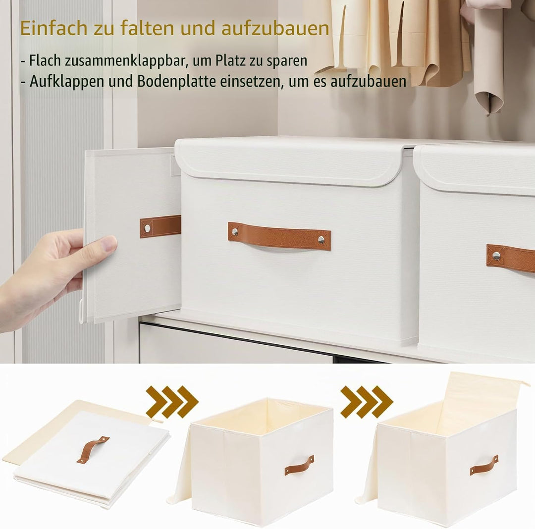 Yawinhe 5 Stück Aufbewahrungsbox mit Deckel, Faltbare Stoffboxen, Waschbare, für Schlafzimmer, Kleid