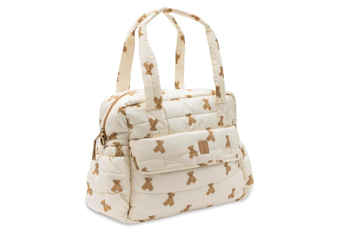 Jollein Wickeltasche Mini Teddy Bear – Stylische Wickeltasche mit Bärchen-Print – Wasserabweisend &