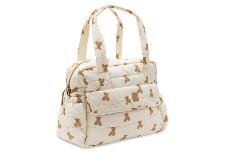 Jollein Wickeltasche Mini Teddy Bear – Stylische Wickeltasche mit Bärchen-Print – Wasserabweisend &