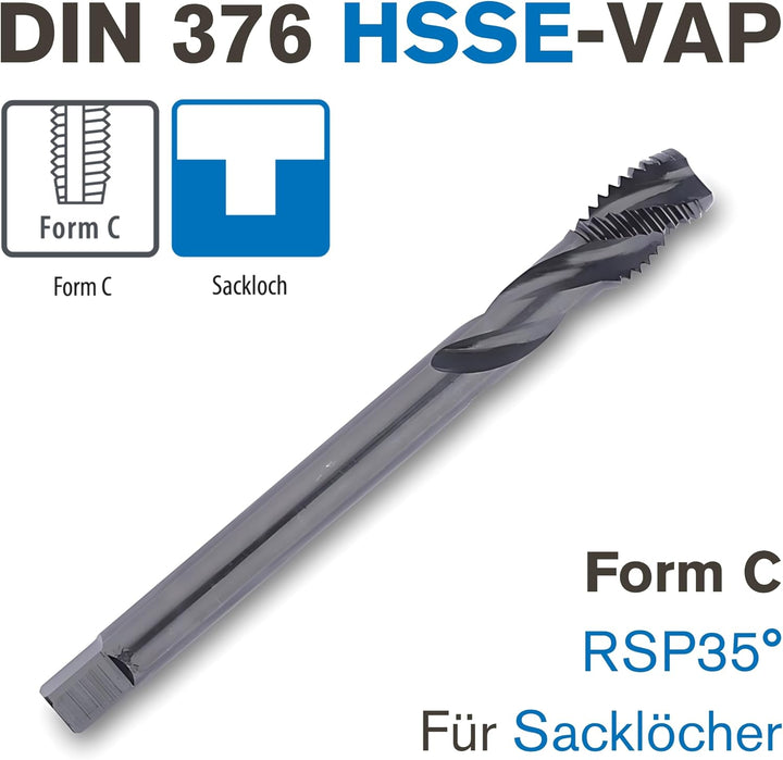 GSR Profi Maschinengewindebohrer | Gewindebohrer M2-M22 | HSSE-VAP | Form B für Durchgangslöcher | F