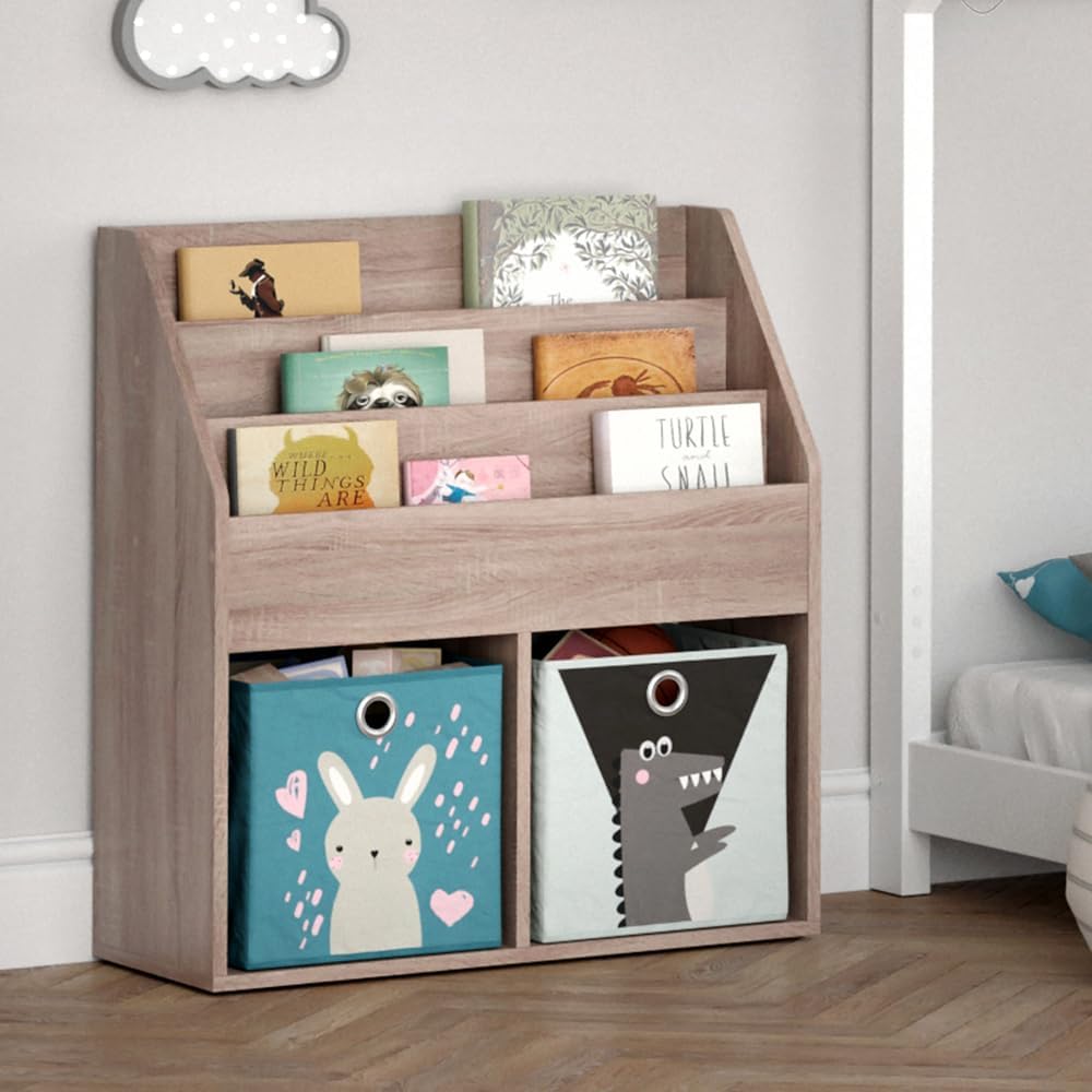 Vicco Bücherregal Luigi, Sonoma, 72 x 79 cm mit 2 Faltboxen Sonoma mit 2 Faltboxen, Sonoma mit 2 Fal