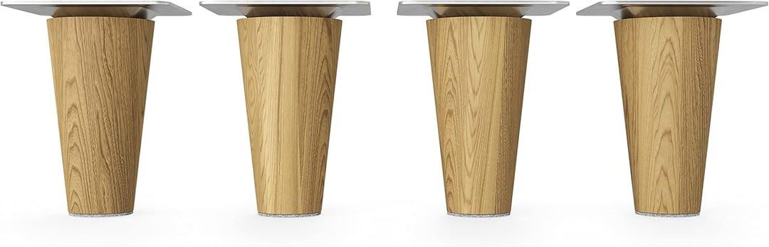 Sossai Möbelfüsse aus Massivholz Eiche mit Öl-Finish, Clif Round HMF1, 8 cm hoch, rund, gerade Ausfü