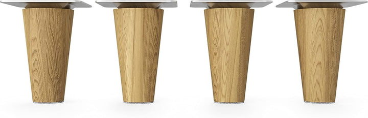 Sossai Möbelfüsse aus Massivholz Eiche mit Öl-Finish, Clif Round HMF1, 8 cm hoch, rund, gerade Ausfü