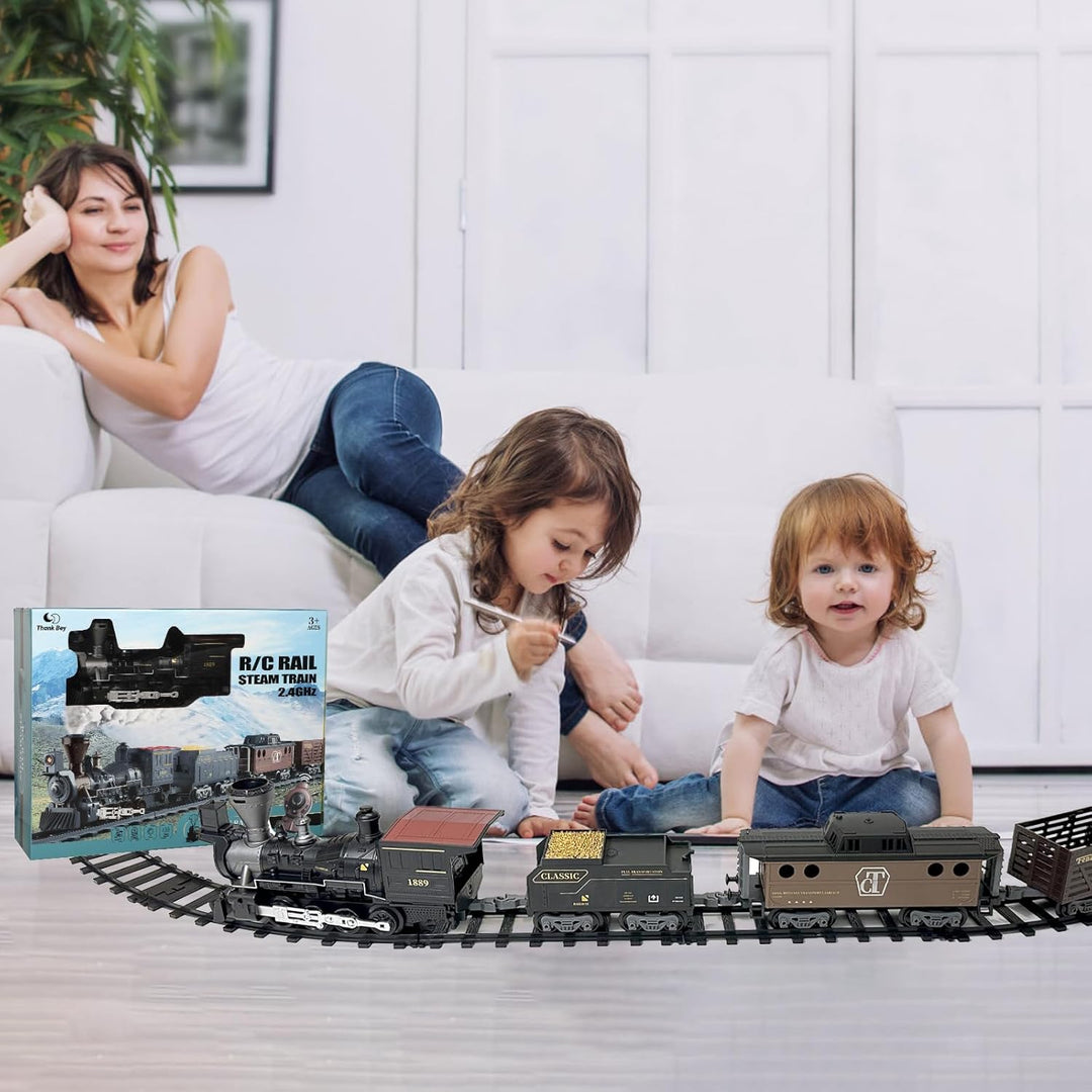 Weihnachtszug Ferngesteuert Kindereisenbahn Set – Elektrische Eisenbahn Spielzeug mit Dampf Effekt,