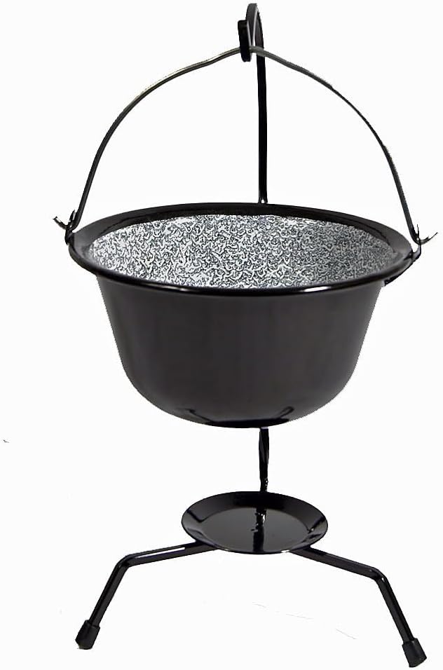 Set Ungaricher Gulaschkessel Emaille 0,8 Liter + Kesselständer Fonduetopf Schokoladenfondue Serviert