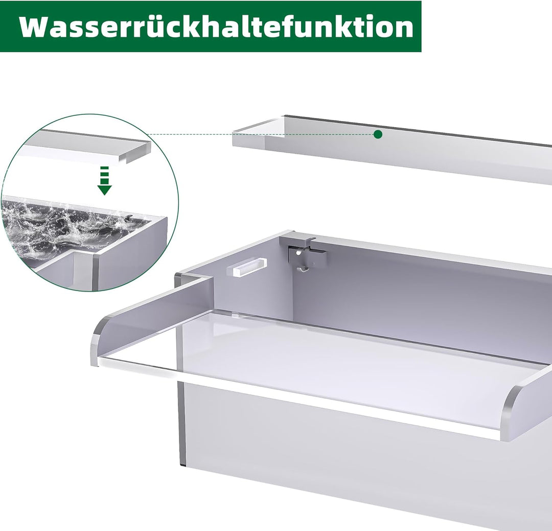 30cm Acryl-Teichwasserfall Blade Set, 12,2cm breite Acryl-Teichfontäne mit Zubehör, doppelter Einlas