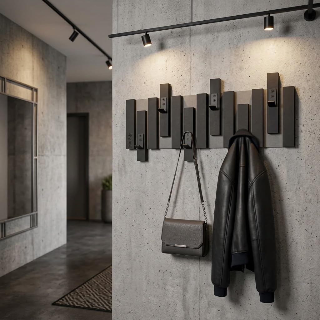 FLEXISTYLE Kleiderhaken Wand Wandgarderobe design Lamellen Flurgarderobe Garderobe Flur Holz MDF des