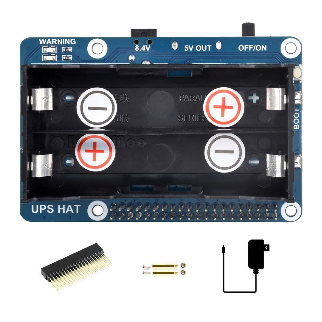Waveshare UPS HAT Compatible with Raspberry Pi 5V Uninterruptible Power Supply Multi Battery Protect