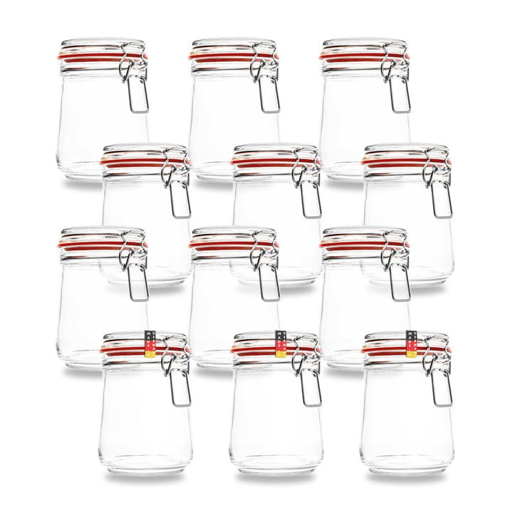 Flaschenbauer- 12 Drahtbügelgläser 800ml verwendbar als Einmachglas und Fermentierglas, zu Aufbewahr
