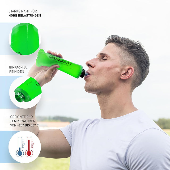 SINOVATI® TPU Faltbare Trinkflaschen, Soft Flask, Wasserflasche BPA-Frei Sportflasche für Trinkrucks