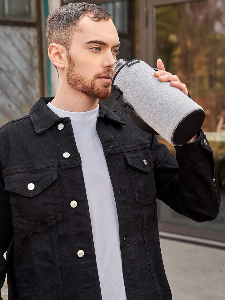 spottle Glasflasche 1,5 liter - Trinkflasche Glas 1 5 l mit Bambus-Deckel - Glass bottle - Wasserfla