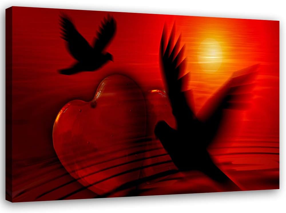 Feeby Bild auf Leinwand Herz Kunstdruck modern abstrakt Rot 80x60 cm M14333 80x60 cm, M14333 80x60 c