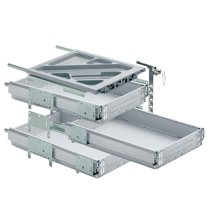 Hettich 41064 Systema TOP 2000 Container-Set SIL Sys, Vollauszug, ET 530, alu, Aluminium, Aluminium