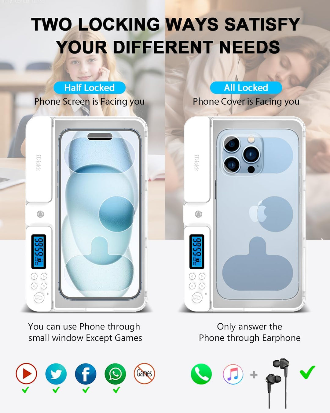 iDiskk Handy Timer Box Händy Gefängnis, Universal Handy Safe Schlossbox für alle iPhones und die mei