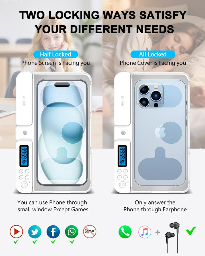 iDiskk Handy Timer Box Händy Gefängnis, Universal Handy Safe Schlossbox für alle iPhones und die mei