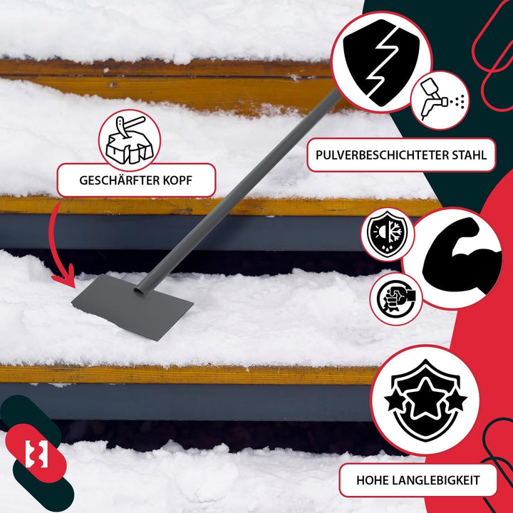 KOTARBAU® Eisschaber 90 x 200 mm Metall Eisstösser mit Stiel 120 cm Eeisscharre Grau Eishacker Eisst