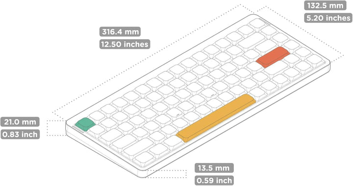 nuphy Air75 V2 Kabellose mechanische Tastatur, 84 Tasten RGB Hot-Swap Tastatur, unterstützt Bluetoot